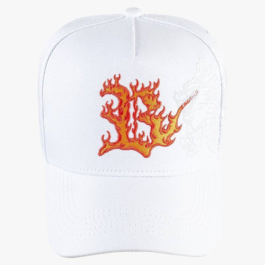 Blck Snapback White fire Dragon