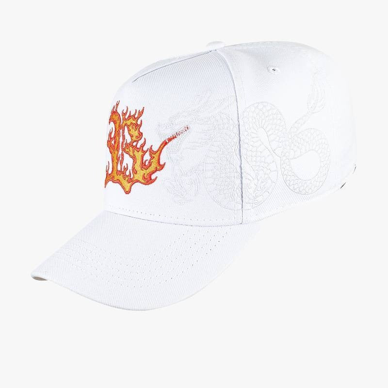 Blck Snapback White fire Dragon