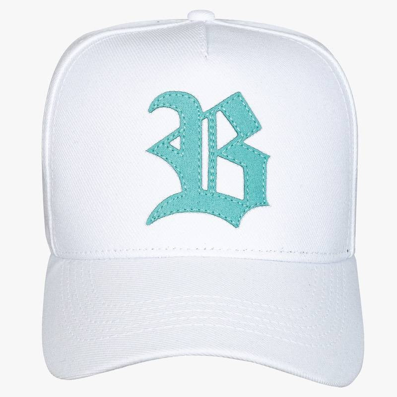 Strapback white Logo Suede Turquoise