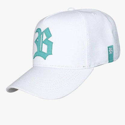 Strapback white Logo Suede Turquoise