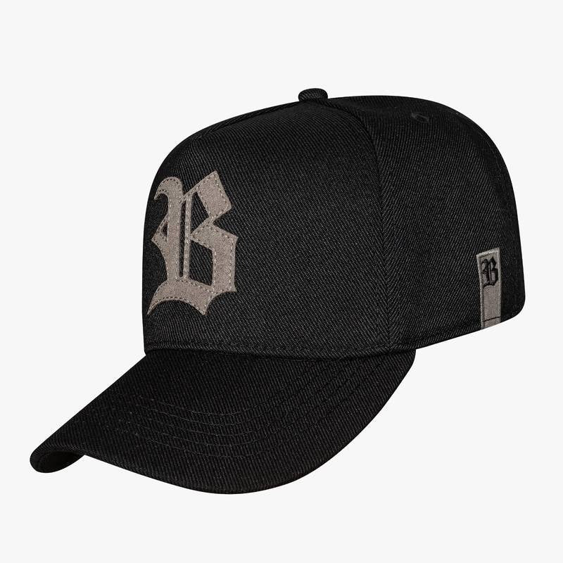 Strapback Black Logo Suede Gray